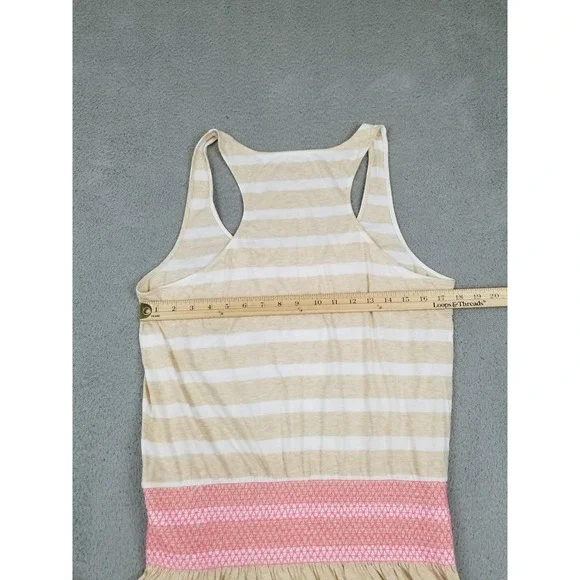 Lilly Pulitzer Dress Womens Large Tan White Striped Racerback‎ Smocked 26719 - Picture 11 of 14